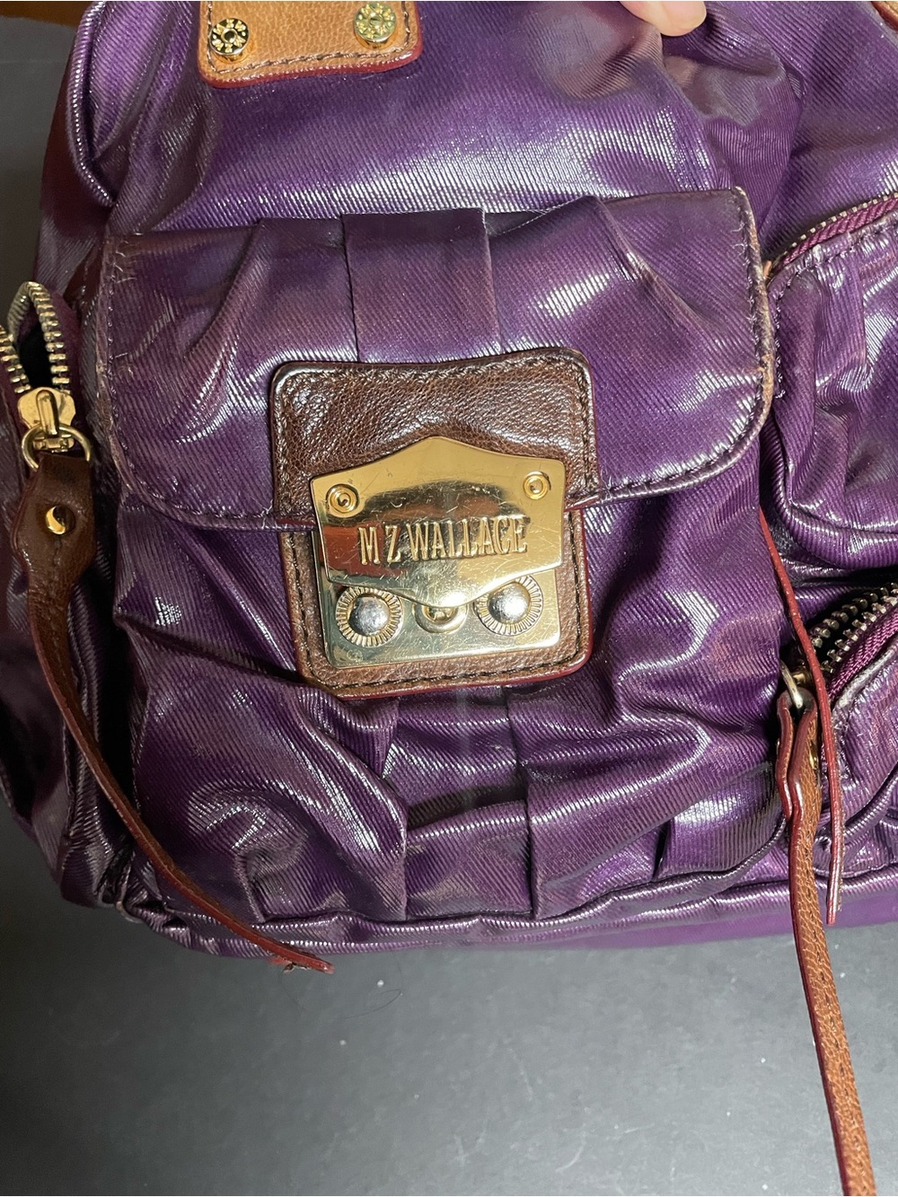 MZ Wallace Clara Satchel in Plum Slicker with Gold Tone Hardware - Picture 8 of 16
